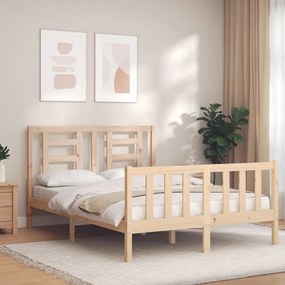 vidaXL Estrutura de cama de casal c/ cabeceira madeira maciça