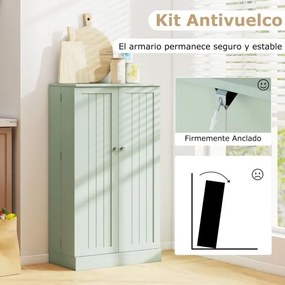 Armário despensa Cozinha 59 x 30 x 104 cm com 2 portas e prateleiras ajustáveis Verde