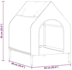 Casa para Cão de Tecido Oxford Preto e Aço