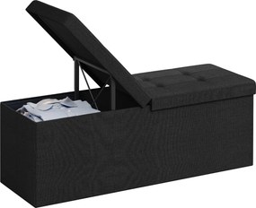 Banco com espaço de arrumação 38 x 110 x 38 cm, baú rebatível, caixa de arrumação Preto