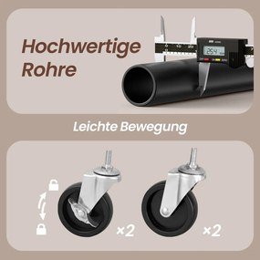 Guarda roupa aberto, Cabide com rodas, 2 varões, e com prateleira 59 x 100 x 162 cm preto