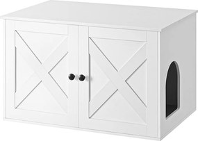 Armário para o caixa de areia gatos com divisória amovível 80 x 53 x 50 cm Branco
