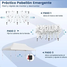 Tenda para festas, eventos jardim dobrável impermeável de 3 x 6 m com bolsa de transporte Proteção solar Tenda resistente Branca