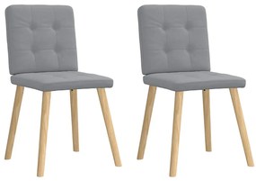Cadeiras de jantar 2 pcs tecido cinzento-claro