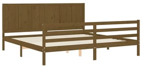 Estrutura cama c/ cabeceira 200x200cm maciço castanho-mel