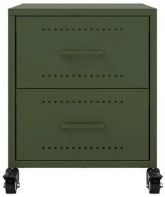 Mesas de cabeceira 2 pcs 36x39x43,5 cm aço verde-azeitona