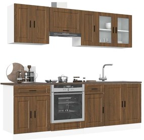 vidaXL 8 peças armário de cozinha conjunto Kalmar carvalho castanho