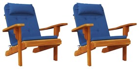 vidaXL Almofada de Cadeira 2 pcs Azul 58 x 77 x 4.5 cm Tecido Oxford