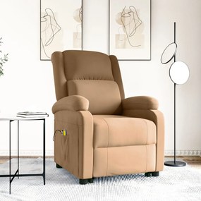 Poltrona elevatória de massagens veludo castanho