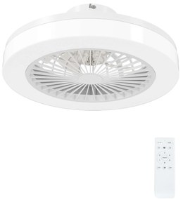 HOMCOM Ventoinha de Teto com Luz LED 40 W Motor DC Revertível Controlo Remoto 6 Velocidades Temporizador Ø46x16 cm Branco | Aosom Portugal