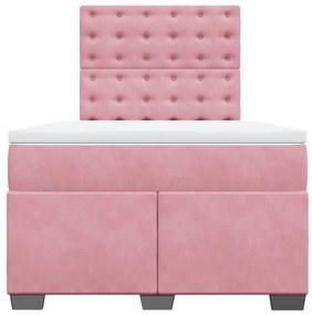 Cama boxspring com colchão 120x190 cm veludo rosa