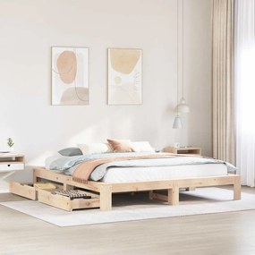 vidaXL Cama sem colchão 200x200 cm madeira de pinho maciça