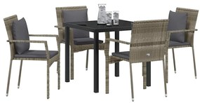 Conjunto de 4 Cadeiras de Jardim 5 pcs Cinzeto 80 x 80 x 73 cm