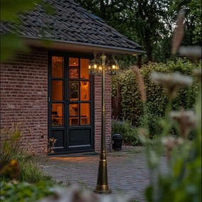 Lanterna de exterior clássica dourada antiga com vidro transparente 198cm IP44 - London