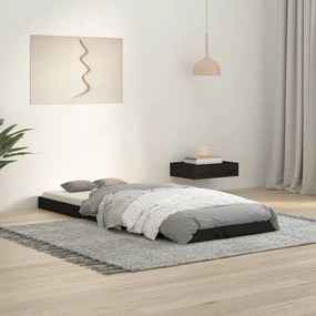 Estrutura cama de solteiro pequena 75x190 cm pinho maciço preto