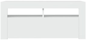Móvel de TV com luzes LED 90x35x40 cm branco