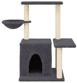 Árvore p/ gatos c/ postes arranhadores sisal 83 cm cinza-escuro