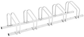 Suporte para bicicletas para 5 bicicletas Suporte para bicicletas para casa, jardim, garagem, parque 150 x 32,5 x 26 cm Prata