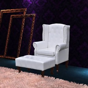 vidaXL Poltrona com repousa-pés branco