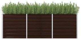 vidaXL Canteiro elevado de jardim aço galvanizado 240x80x77cm castanho
