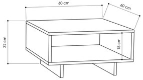 Mesa de Centro Hola – Carvalho e Antracite – 60x32x60 cm