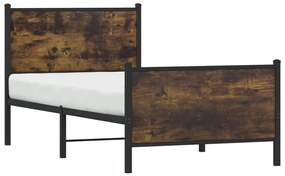 Estrutura de cama sem colchão 90x200 cm metal carvalho fumado