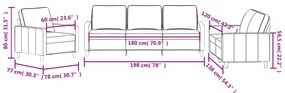 3 pcs conjunto de sofás com almofadões veludo rosa