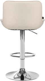 Banco alto em couro sintético com estrutura prateada 85-106 x 49 x 51 cm cor creme