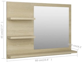 Espelho de casa de banho 60x10,5x45 cm contraplacado carvalho