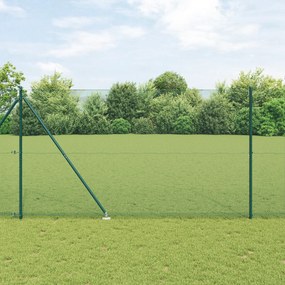 vidaXL Cerca de Fio Soldado com 7 Postes Espigão Verde 1.5x10 m Aço