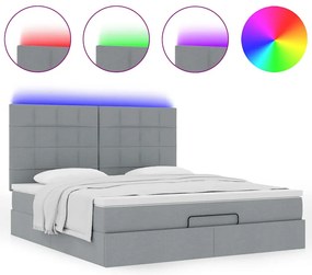 Estrutura cama otomana colchão 160x200 cm tecido cinzento claro