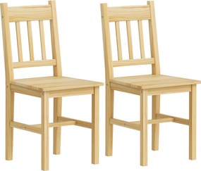HOMCOM Conjunto de 2 Cadeiras de Sala de Jantar com Encosto de Ripas Estrutura de Madeira de Pinho 41x46,5x85,5 cm Madeira | Aosom Portugal