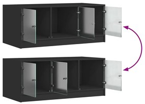 Mesa de centro c/ portas de vidro 102x50x42 cm preto