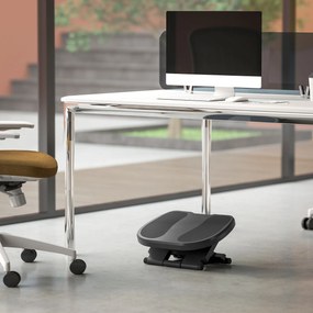 Apoio para os Pés com Superfície Texturizada Inclinação de 0-30° Massagem e Altura Ajustável em 3 Níveis 45x34x10-16,5 cm Cinza
