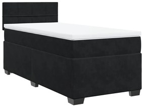 Cama com Molas/Colchão e Luzes Led - 90x190 cm - Veludo Preto