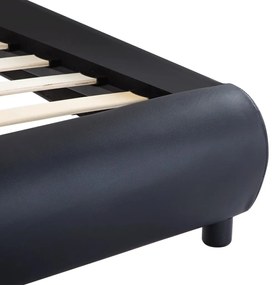 Estrutura de cama c/ LED 180x200 cm couro artificial preto
