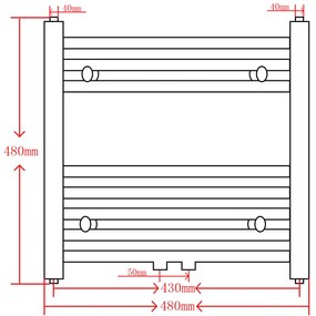 Aquecedor toalhas casa de banho curvo 480 x 480 mm cinzento