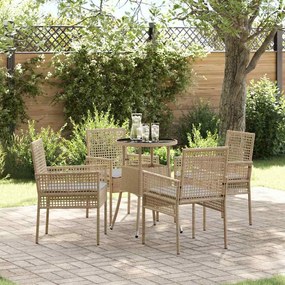 vidaXL Conjunto de Jantar de Jardim com 5 Peças de Rattan Sintético Bege
