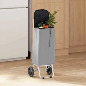 Carrinho de Compras vidaXL com Rodas Cinza 35 L