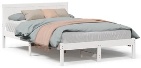 Estrutura de Cama de Madeira de Pinho Branca Madeira de Pinho Maciça