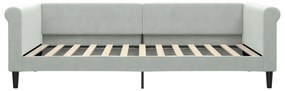 Sofá-cama com colchão 100x200 cm veludo cinzento-claro