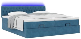 Estrutura cama otomana colchões 180x200 cm veludo azul escuro