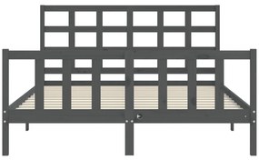 Estrutura de cama King Size com cabeceira madeira maciça cinza