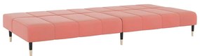 Sofá-cama de 2 lugares veludo rosa