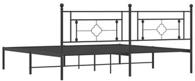 Estrutura de cama com cabeceira 200x200 cm metal preto