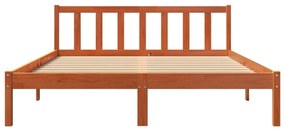 Cama sem colchão 160x200 cm madeira pinho maciço castanho-mel