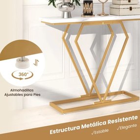 Mesa de consola estreita em mármore sintético com moldura geométrica em forma de diamante 100 cm Anti-ponta para corredor de entrada Sala de estar Bra