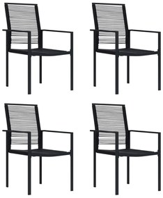Cadeiras de jardim 4 pcs vime de PVC preto