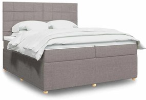 vidaXL Cama com molas/colchão 200x200 cm tecido castanho-acinzentado