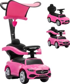 AIYAPLAY Carro Portador Infantil 3 em 1 Mercedes-Benz sob Licença, Grade de Proteção, Compartimento de Armazenamento, Buzina, 83x40x90cm, Rosa | Aosom Portugal